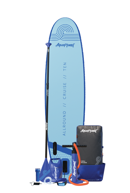 Aquaplanet ALLROUND TEN 10' aufblasbares Paddle-Board-Paket – Blau