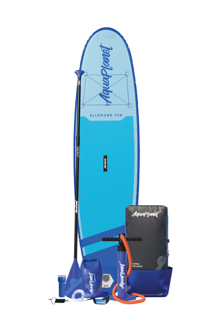 Aquaplanet ALLROUND TEN 10' aufblasbares Paddle-Board-Paket – Blau