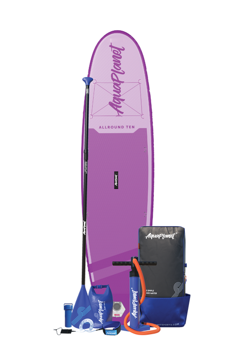 Aquaplanet ALLROUND TEN 10' aufblasbares Paddle-Board-Paket – Lila
