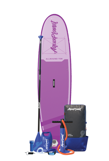 Aquaplanet ALLROUND TEN 10' aufblasbares Paddle-Board-Paket – Lila