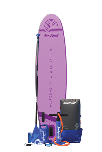 Aquaplanet ALLROUND TEN 10' aufblasbares Paddle-Board-Paket – Lila