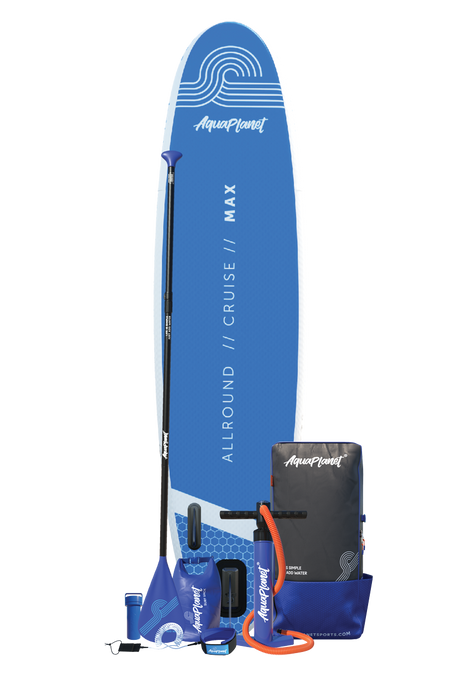 Aquaplanet MAX 10'6″ aufblasbares Paddle-Board-Paket – Blau