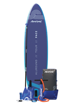 Aquaplanet PACE 10'6″ aufblasbares Paddle-Board-Paket – Blaugrün/Mitternacht