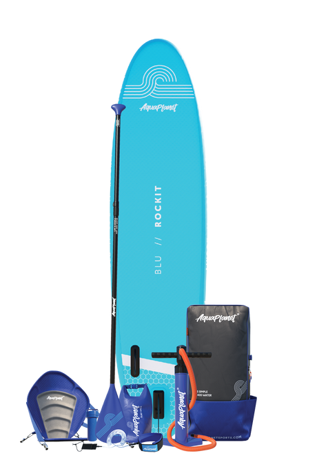 Aquaplanet ROCKIT 10'2" aufblasbares Paddle-Board-Paket - Blau