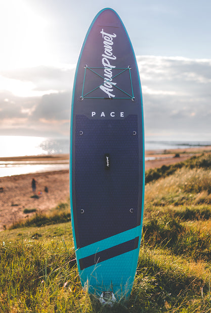Aquaplanet PACE 10'6″ aufblasbares Paddle-Board-Paket – Blaugrün/Mitternacht
